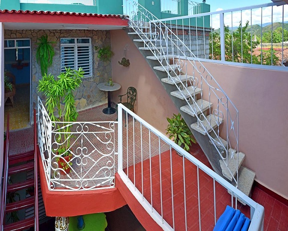 'Terrace  and stairs to bedroom3' Casas particulares are an alternative to hotels in Cuba.